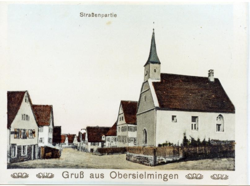 Auf dem Bild ist ein altes Bild von der Kapelle in Sielmingen zu sehen