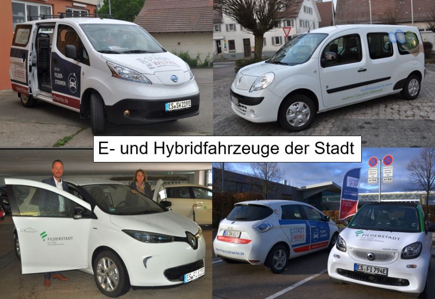 E- und Hypridfahrzeuge der Stadt Filderstadt