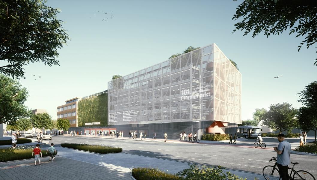 Visualisierung: Architektenbüro Nething Generalplaner GmbH Visualisierung des Mobilitäts-Hubs