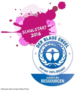 Plakat - Aufruf für den Schulstart Schulhefte/-blöcke aus Recyclingpapier zu verwenden