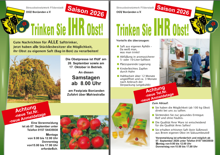 Plakat Obstpresse Plakat Obstpresse