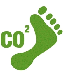 Ein grüner Fußabdruck neben dem Schriftzug CO2