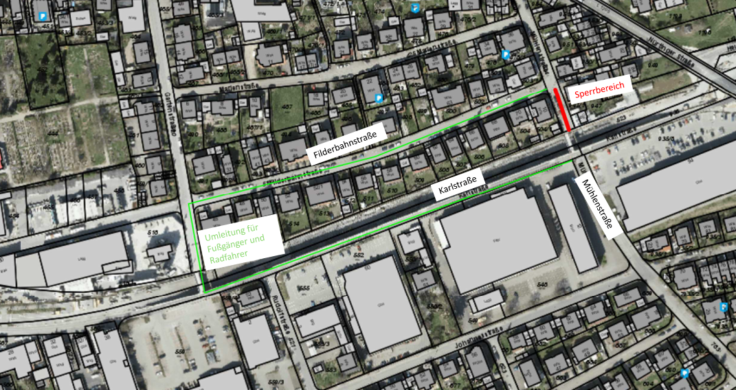 Geobasisdaten: Stand April 2024, © LGL Baden Württemberg (www.lgl-bw.de) Orthofoto © Stadt Filderstadt Stand April 2023