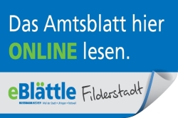 Logo eBlättle Filderstadt mit dem Text Das Amtsblatt hier online lesen