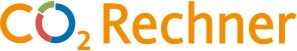 Auf dem Logo steht in orangenen Buchstaben CO2-Rechner