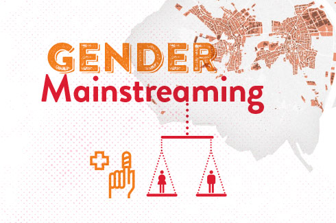 Das Logo zeigt in Großbuchstaben das Wort Gender Mainstreaming