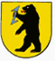 Wappen von Bernhausen. Hier ist ein schwarzer Bär auf gelbem Hintergrund zu sehen