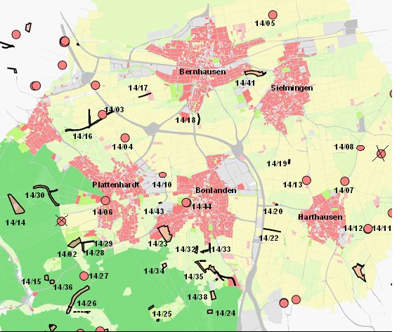 Karte Naturdenkmale in Filderstadt