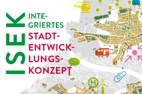 Das Schaubild zeigt das Wort "ISEK - Integriertes Stadtentwicklungskonzept